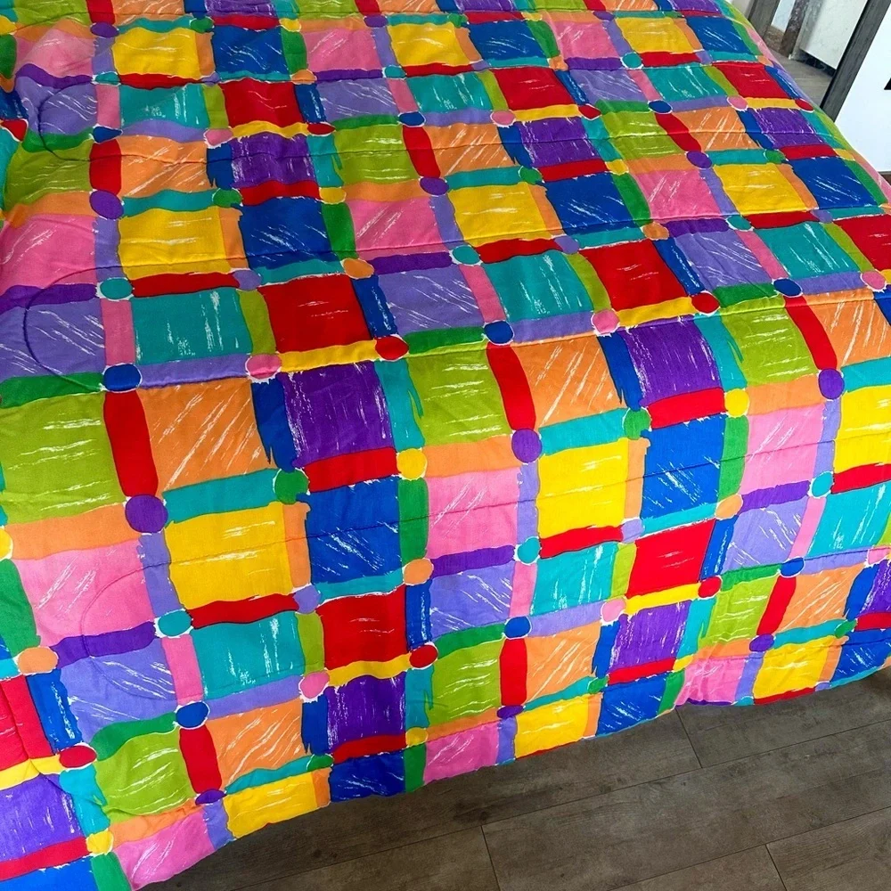 90s Retro Twin XL Double Sided Bedspread Comforter Made in USA by CHF Industries